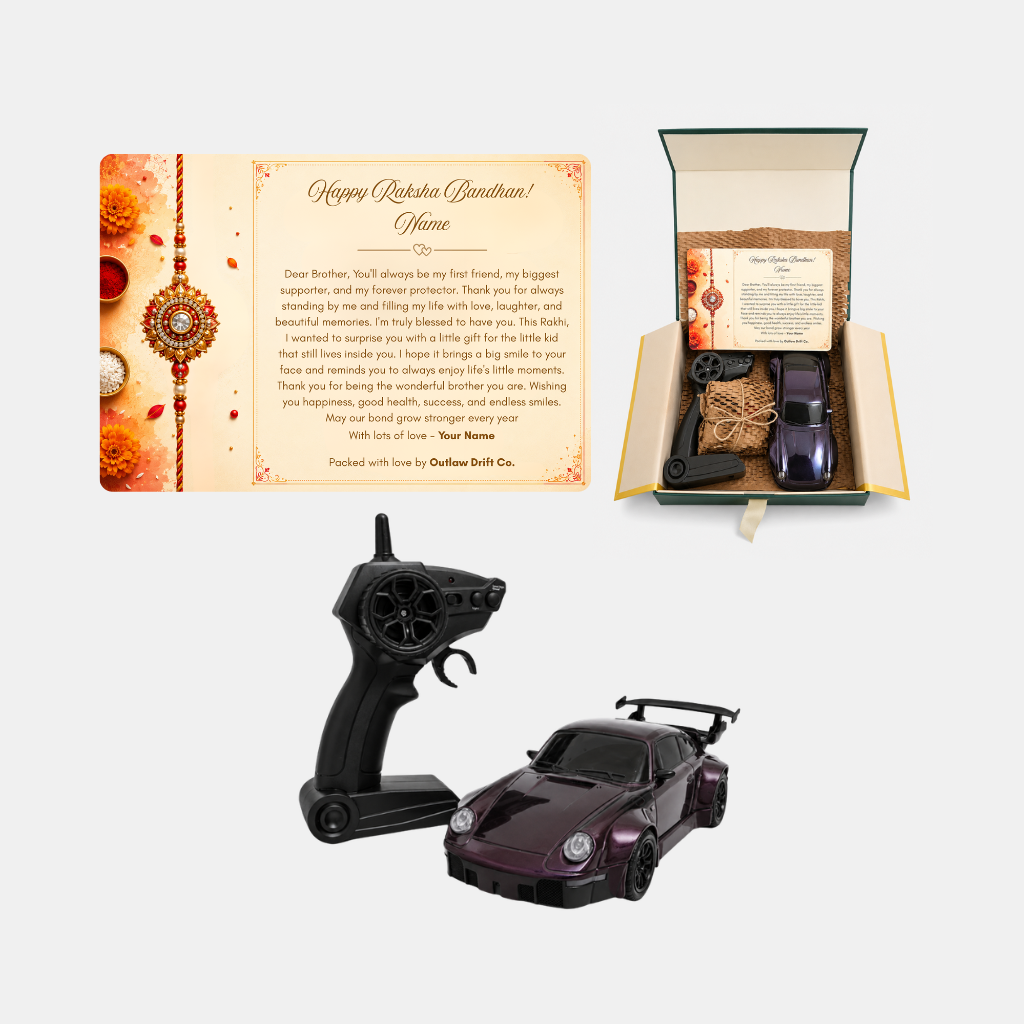 Personalized Rakhi Box + ODC Pro Series Porche 911 Flame RC Car (1:24)