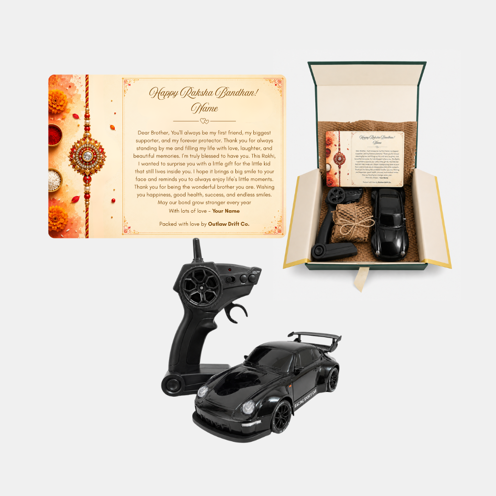 Personalized Rakhi Box + ODC Pro Series Porche 911 Flame RC Car (1:24)