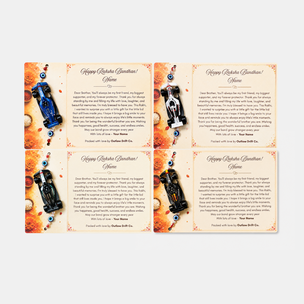 ODC Rakhi Special Personalized Hot Wheels F1 Rakhi Pack of 4