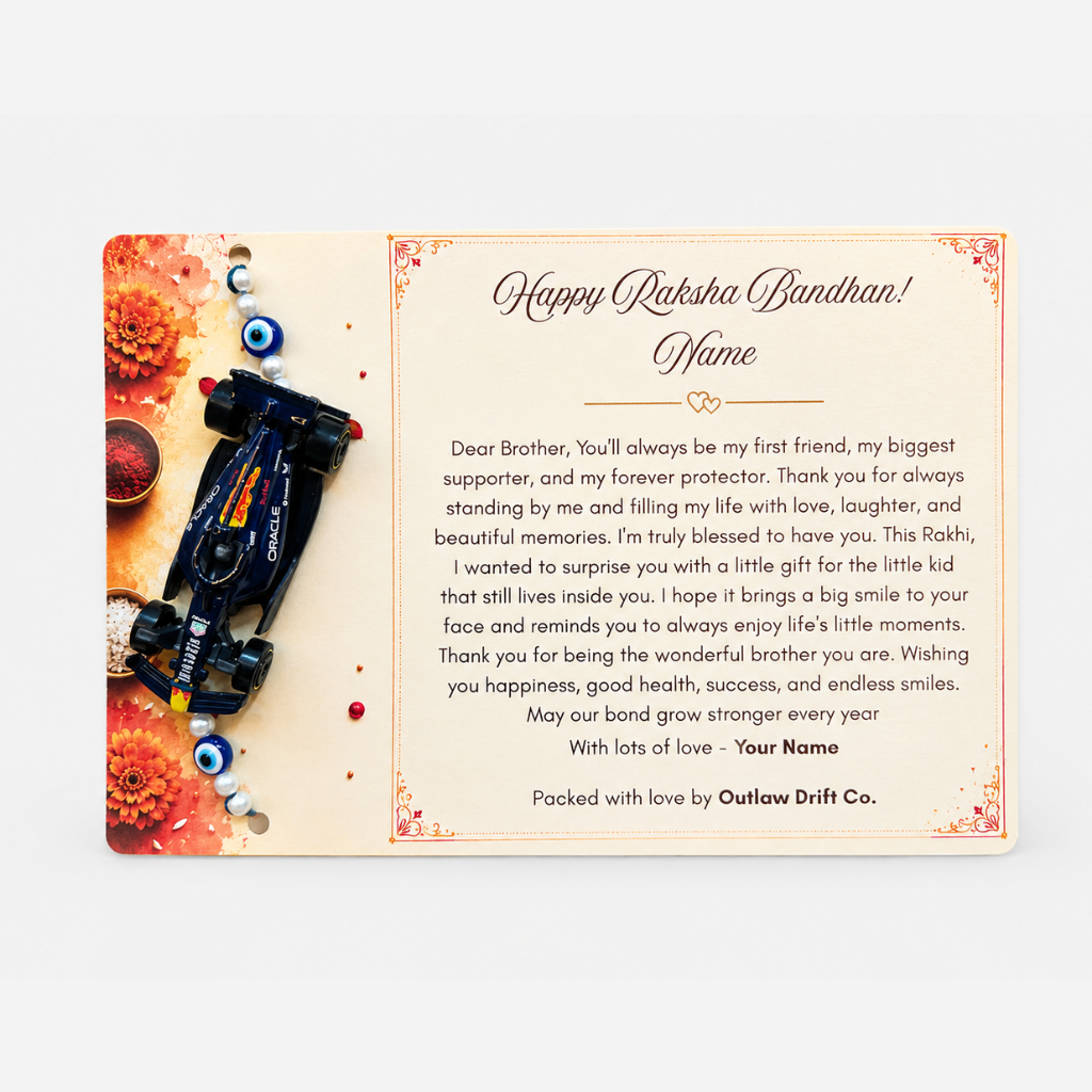 Personalized Rakhi Box + ODC Pro Series Porche 911 Flame RC Car (1:24)