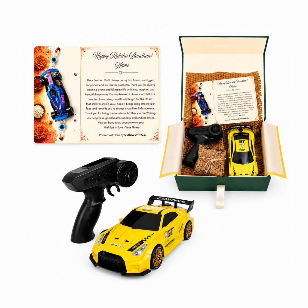 Personalized Rakhi Gift Box + ODC Sports Series GTR RC Car (1:24)