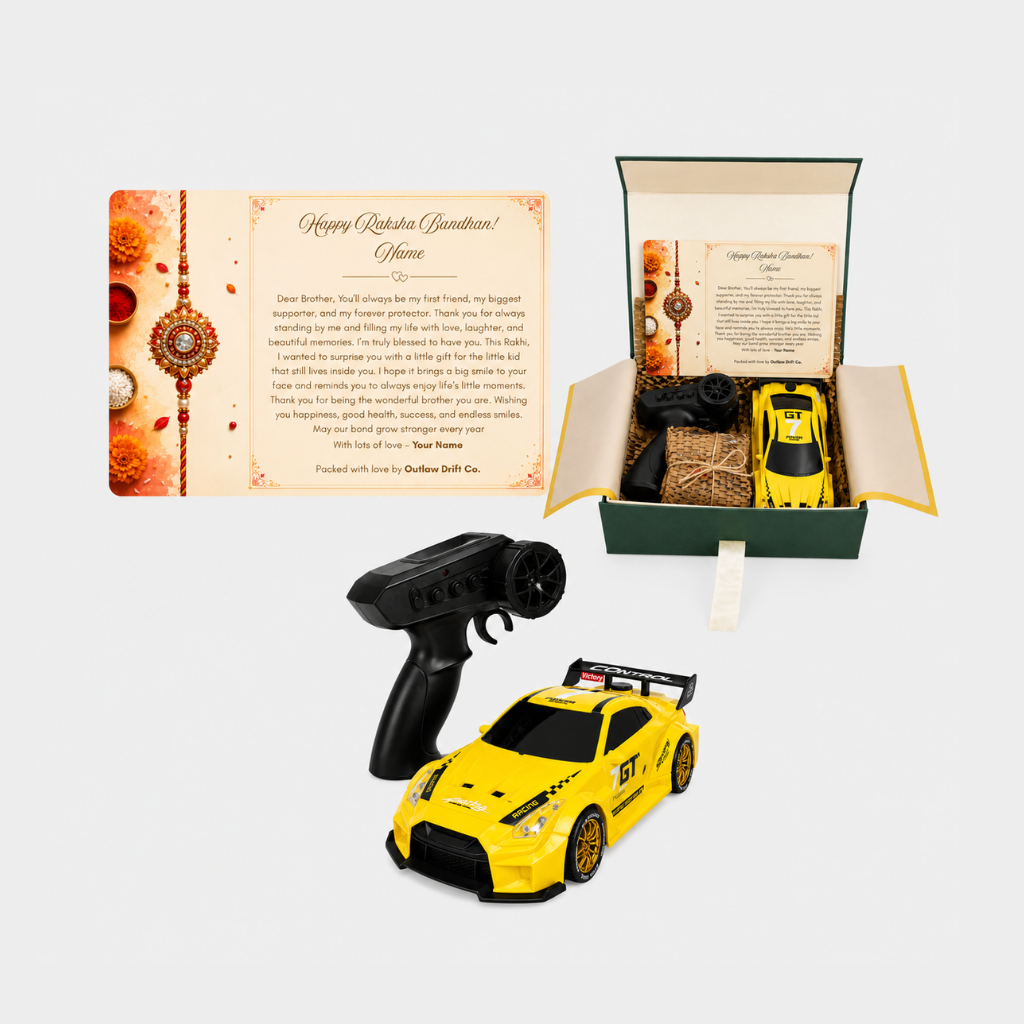 Personalized Rakhi Gift Box + ODC Sports Series GTR RC Car (1:24)