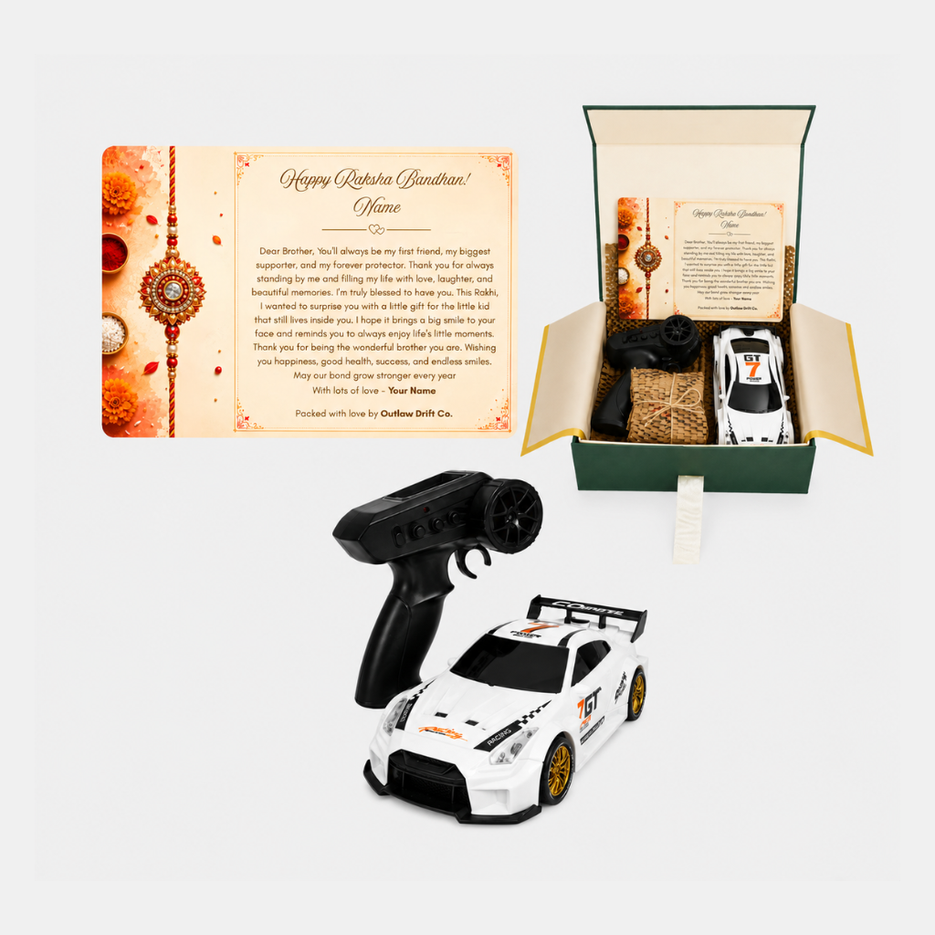 Personalized Rakhi Gift Box + ODC Sports Series GTR RC Car (1:24)