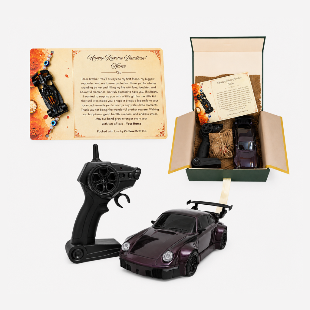 Personalized Rakhi Box + ODC Pro Series Porche 911 Flame RC Car (1:24)