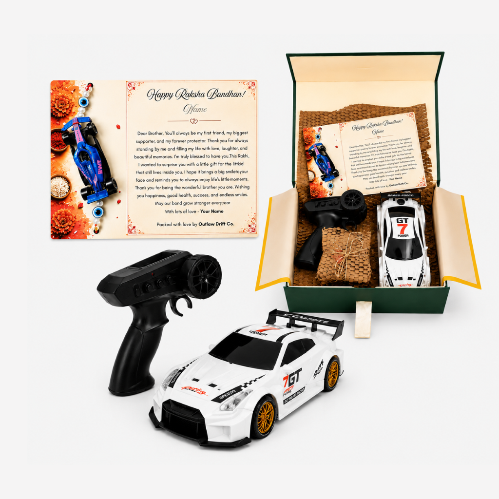 Personalized Rakhi Gift Box + ODC Sports Series GTR RC Car (1:24)